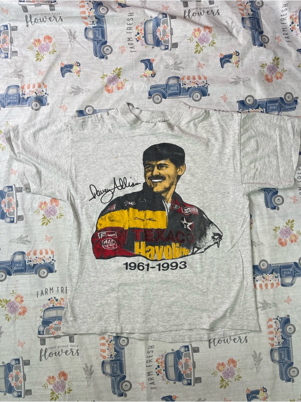 Vintage 1993 Davey Allison #28 NASCAR Memorial Single Stitch T-Shirt – Large 🏁
